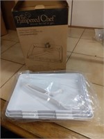 Pampered Chef coating tray set.