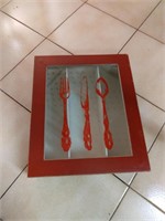 Wood hinged cutlery box