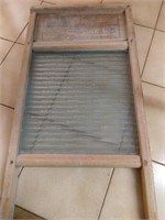 Glass and wood vintage washboard.