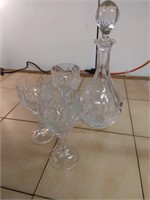 Cut crystal decanter and glass set