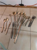 Lot of gold tone cutlery