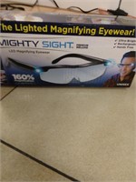 Magnifying eyeware.
