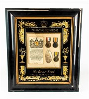 British 3 Medals Framed "In Loving Memory"
