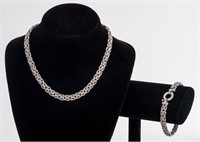 Vintage Silver Byzantine Necklace & Bracelet Set