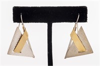 Abstract Silver & Brass Geometric Earrings