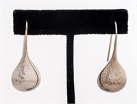 Silver Classic Tear-Drop Hook Dangle Drop Earrings