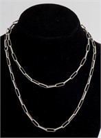 Vintage Silver Oblong Oval Link Chain Necklace