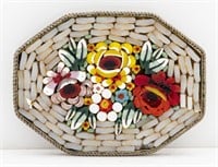 Antique Italian Micro Mosaic Floral Motif Brooch