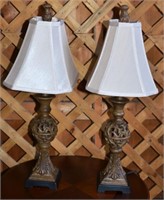 Pair of decorative composition table lamps