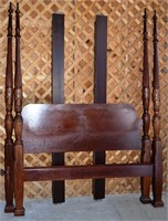 Carved mahogany queen size poster bed frame