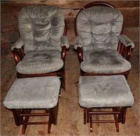 Pair of Best Chairs mahogany finish and upholstere