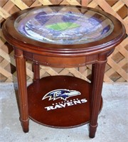 Lot: Baltimore Ravens themed circular glass top si