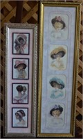 2 gilt framed ladies fashion prints each depicting
