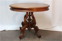 Antique Victorian Parlor Table with Casters