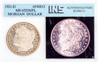 Coin 1921-D  Morgan Silver Dollar INS MS65 DMPL