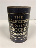 Saskatoon Wholesale Grocery Company tin