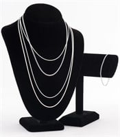 Group of Italian Silver Chain Necklace & Bracelet