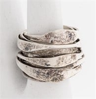Vintage Brutalist Wide Silver Ring