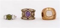Group Of Vermeil & Silver Colored Stones Rings 3