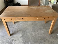 Wooden two drawer shop table