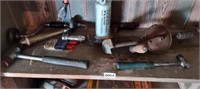 SHELF FULL, HAMMERS, VINTAGE DRILLS, ETC.