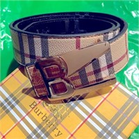 BURBERRY BICOLOR UNISEX Belt with trifolds BUCKLE