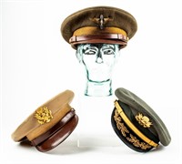 3 WWII Military Service Caps