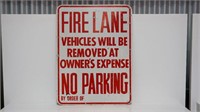 FIRE LANE tin sign