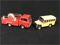 Metal Fire Truck and School Bus