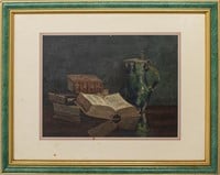 H. Spath Signed Still Life With Books Oil