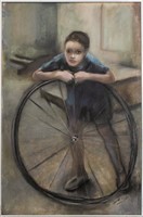 Z. Soto Pastel Portrait of a Boy with Wheel