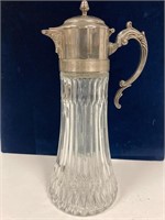 Antique carafe 13” tall. Glass and silver?