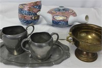 Collection Teapot Set, Brass Urn, Pewter Set