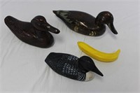 Duck Decoy Hand Painted  Wood, Collection of 3.