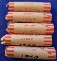 5 Rolls of Wheat Pennies