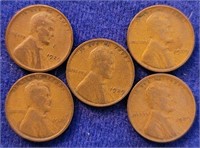 5 1929 Wheat Pennies