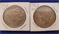 2 1923-D Peace Dollars