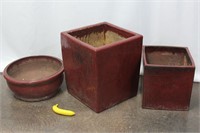 Large Red Glazed Planters
