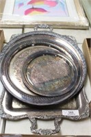 Five Silver Plate Serving Trays