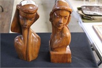 Two Bust Wood Carvings