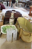 Antique English Leather Jewelry Box & Misc.