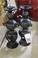 Pair of Vintage Bronze Candle Holders