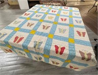 Handmade Multi-Colored Butterfly Quilt