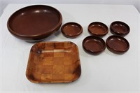 Haitian Made Round Wood Serving Bowl Set