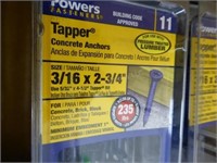Tapper concrete anchors - 3/16" x 2 3/4" - 8 box