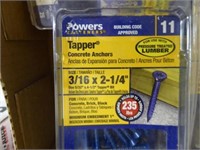 Tapper concrete anchors - 3/16" x 2 1/4" - 8 box