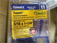 Tapper concrete anchors - 3/16" x 1 1/4" - 4 box