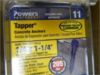 Tapper concrete anchors - 1/4" x 1 1/4" - 4 boxe
