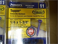 Tapper concrete anchors - 1/4" x 1 3/4" - 4 boxe