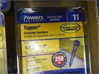 Tapper concrete anchors - 1/4" x 1 1/4" - 4 boxe
